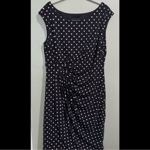 Connected Apparel Black Dress with Pink Polka Dots